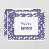 紫アールヌーボー波打縁どち 招待状 (正面/裏面)