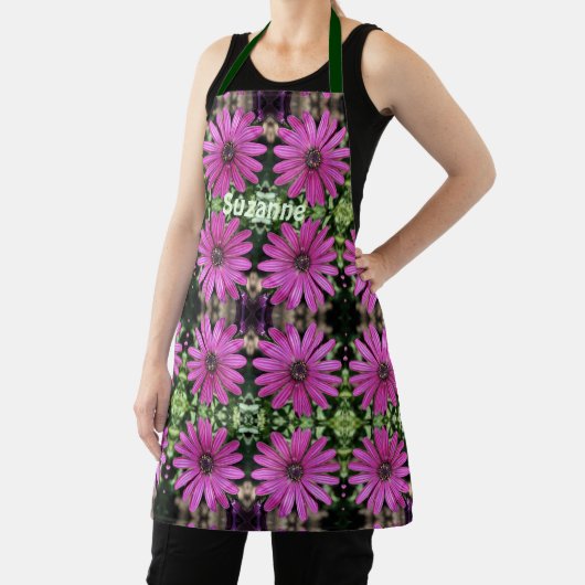 紫ア独身のフリカデイジーパーソナライズされた花 エプロン (インサイチュ)