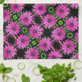 紫ア独身のフリカデイジー花柄 キッチンタオル (折り畳み)