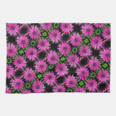 紫ア独身のフリカデイジー花柄 キッチンタオル (横)