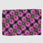 紫ア独身のフリカデイジー花柄 ゴルフタオル (横)