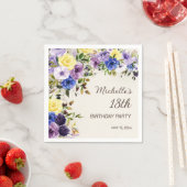 紫イエローウォーター色フローラ18誕生日 スタンダードカクテルナプキン (インサイチュ)