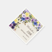 紫イエローウォーター色フローラ18誕生日 スタンダードカクテルナプキン (角)