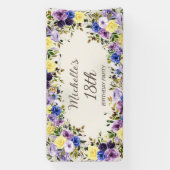 紫イエローウォーター色フローラ18誕生日 横断幕 (縦)