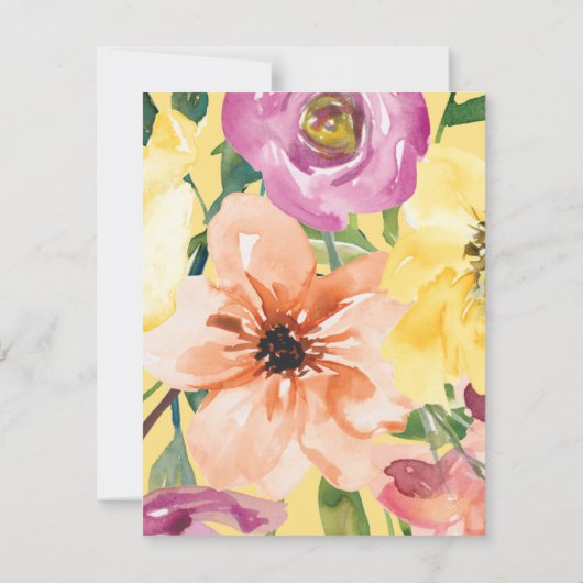 紫イエローピンク水彩フローラ50誕生日 招待状 (裏面)