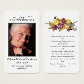 紫イエローフローラ写真葬式祈りの言葉カード (正面&裏面)