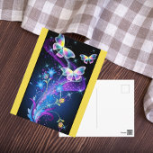 紫イエローブルースパークルバタフライ ポストカード