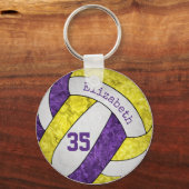 紫イエローホワイトガールズスポーツバレーボール キーホルダー (正面)