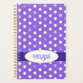 紫イエローホワイト水玉模様名前をカスタムする プランナー手帳 (正面)