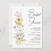 紫イエローワイルドフラワーズブライダルシャワー 招待状 (正面)