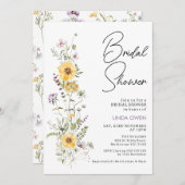 紫イエローワイルドフラワーズブライダルシャワー 招待状 (正面/裏面)