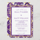 紫イタリアンインスパイアの春の結婚式タイル 招待状 (正面/裏面)