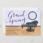 紫イラストレーション美しいサロングランドオープン 招待状 (正面)