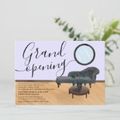 紫イラストレーション美しいサロングランドオープン 招待状 (スタンド正面)