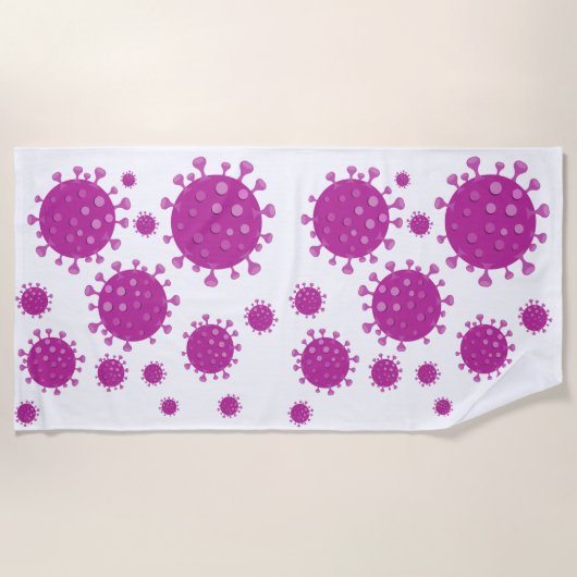 紫ウイルス粒子 ビーチタオル (正面)