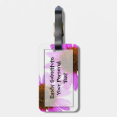紫エキナセアフラワー抽象芸術 ラゲッジタグ (裏面縦)