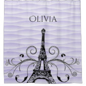 紫エッフェルタワー花盛りシャワーカーテン シャワーカーテン (正面)