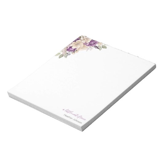 紫エレガントとアイボリーバラカスタム ノートパッド (回転)