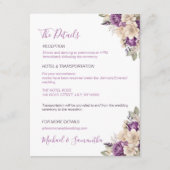 紫エレガントとアイボリーバラ結婚ズ エンクロージャーカード (正面)