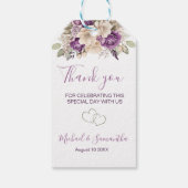 紫エレガントとアイボリーバラ結婚ズ ギフトタグ (裏面)