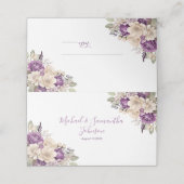 紫エレガントとアイボリーバラ結婚ズ プレイスカード (外部開封)