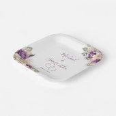 紫エレガントとアイボリーバラ結婚ズ ペーパープレート (傾斜あり)