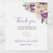 紫エレガントとアイボリーバラ結婚ズ ワインラベル (シングルラベル)