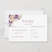 紫エレガントとアイボリーバラ結婚ズ 出欠カード (正面)