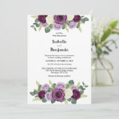 紫エレガントとアイボリーフローラ結婚式招待状 招待状 (スタンド正面)