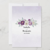 紫エレガントとアイボリーフローラ結婚式招待状 招待状 (裏面)