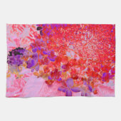 紫エレガントとオレンジのライムライトアジサイ キッチンタオル (横)
