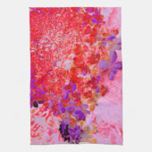 紫エレガントとオレンジのライムライトアジサイ キッチンタオル (縦)