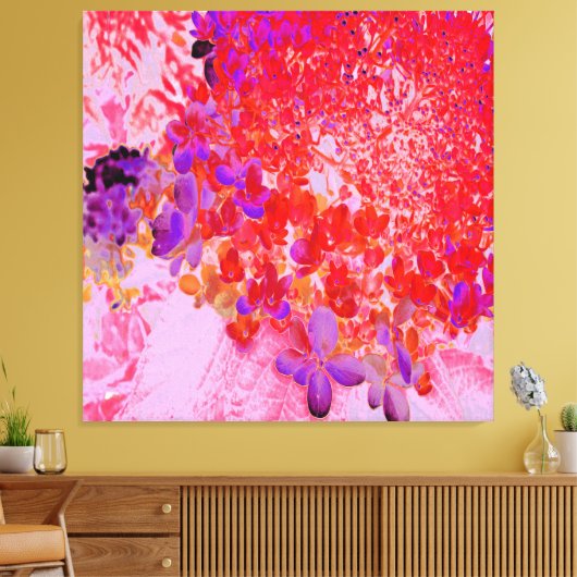 紫エレガントとオレンジのライムライトアジサイ キャンバスプリント (インサイチュ (リビング))