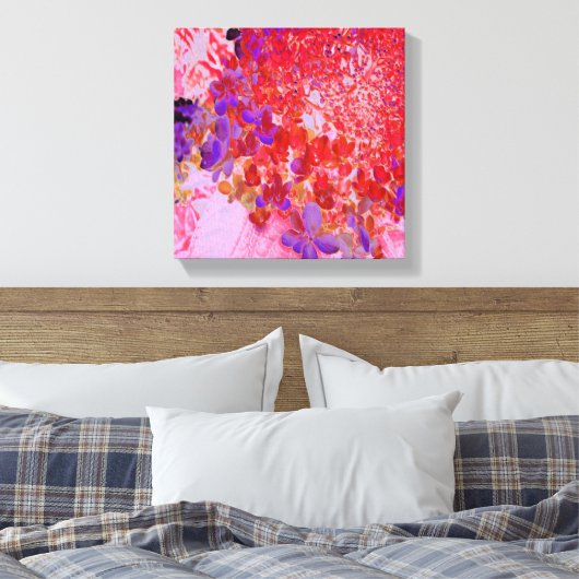 紫エレガントとオレンジのライムライトアジサイ キャンバスプリント (インサイチュ (寝室))