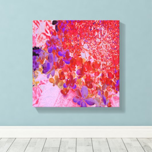 紫エレガントとオレンジのライムライトアジサイ キャンバスプリント (インサイチュ (ウッドフロア))