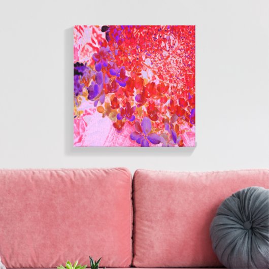 紫エレガントとオレンジのライムライトアジサイ キャンバスプリント (インサイチュ (リビング))