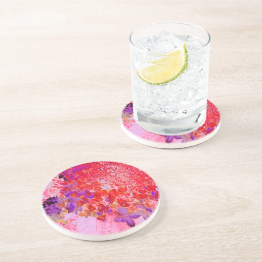 紫エレガントとオレンジのライムライトアジサイ コースター (側面)