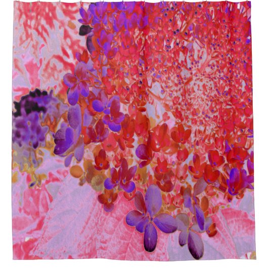 紫エレガントとオレンジのライムライトアジサイ シャワーカーテン (正面)