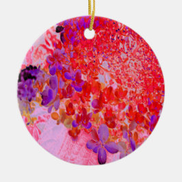 紫エレガントとオレンジのライムライトアジサイ セラミックオーナメント