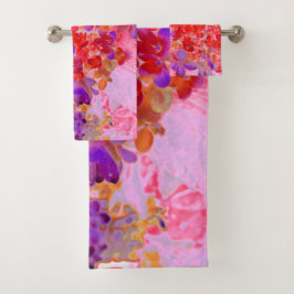 紫エレガントとオレンジのライムライトアジサイ バスタオルセット