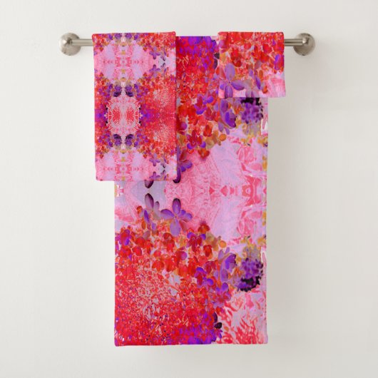 紫エレガントとオレンジのライムライトアジサイ バスタオルセット (インサイチュ)