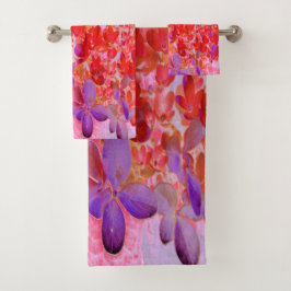 紫エレガントとオレンジのライムライトアジサイ バスタオルセット