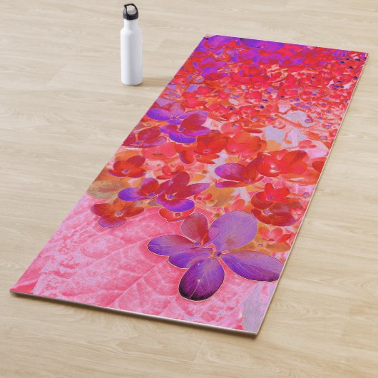 紫エレガントとオレンジのライムライトアジサイ ヨガマット (インサイチュ)