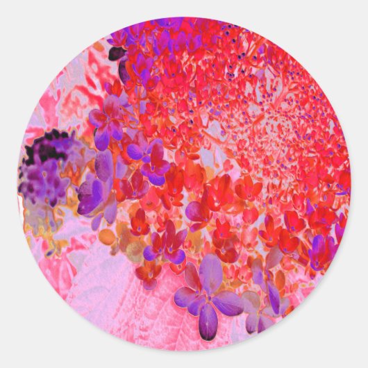 紫エレガントとオレンジのライムライトアジサイ ラウンドシール (正面)