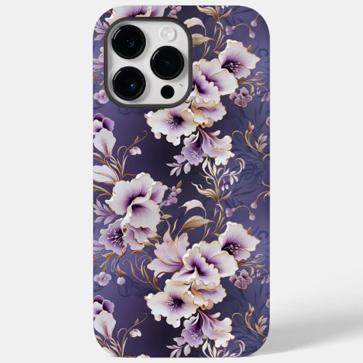 紫エレガントとクリームオーキッドフローラ Case-Mate iPhoneケース (裏面)