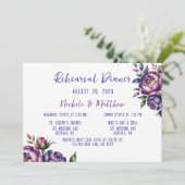 紫エレガントとマゼンタの牡丹のリハーサルディナー 招待状 (スタンド正面)