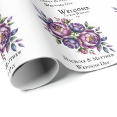 紫エレガントとマゼンタの牡丹の結婚式 ラッピングペーパー (ロールコーナー)