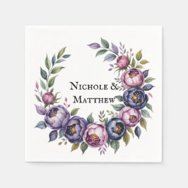 紫エレガントとマゼンタの牡丹の花束結婚の スタンダードカクテルナプキン
