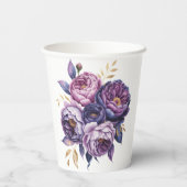 紫エレガントとマゼンタの牡丹の花束結婚の 紙コップ (裏面)
