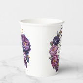 紫エレガントとマゼンタの牡丹の花束結婚の 紙コップ (右)